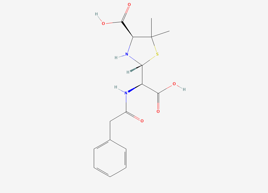 Two-dimensional chemical structure of 5R,6R-Benzylpenicilloic Acid, CAS 87492-68-0