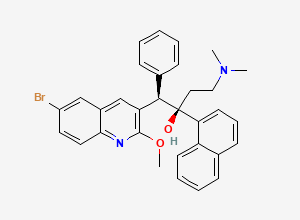 Two-dimensional chemical structure of (1R,2R)-1-(6-bromo-2-methoxyquinolin-3-yl)-4-(dimethylamino)-2-(naphthalen-1-yl)-1-phenylbutan-2-ol