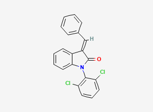 Two-dimensional chemical structure of 3-Benzylidene-[N-(2,6-dichlorophenyl)-indolin-2-one], CAS 461038-74-4