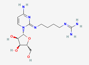 Two-dimensional chemical structure of N-(4-((1,4-Dihydro-4-imino-1-beta-D-ribofuranosyl-2-pyrimidinyl)amino)butyl)guanidine