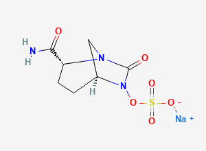 Two-dimensional chemical structure of Avibactam Sodium Enantiomer / Sodium (2R,5S)-2-carbamoyl-7-oxo-1,6-diazabicyclo[3.2.1]octan-6-yl sulfate, CAS 1383814-68-3