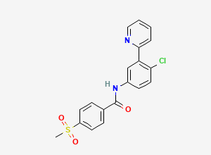 Two-dimensional chemical structure of N-(4-Chloro-3-(pyridin-2-yl)phenyl)-4-(methylsulfonyl)benzamide, CAS 1195072-86-6
