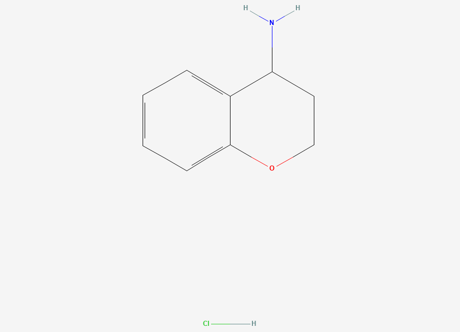 Two-dimensional chemical structure of 3,4-dihydro-2H-1-benzopyran-4-amine hydrochloride