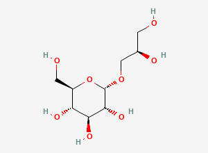 Two-dimensional chemical structure of (2S,3R,4S,5S,6R)-2-((R)-2,3-dihydroxypropoxy)-6-(hydroxymethyl)tetrahydro-2H-pyran-3,4,5-triol