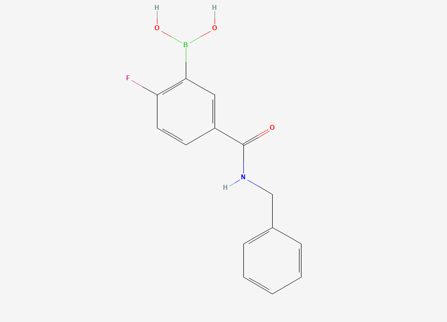 Two-dimensional chemical structure of (5-(Benzylcarbamoyl)-2-fluorophenyl)boronic acid