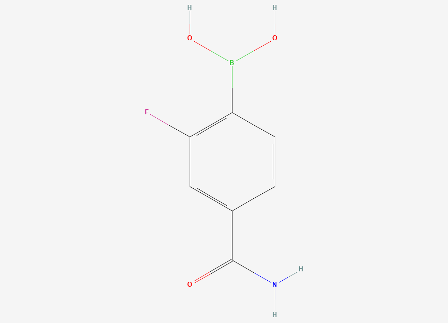 Two-dimensional chemical structure of (4-Carbamoyl-2-fluorophenyl)boronic acid