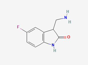 Two-dimensional chemical structure of 3-(Aminomethyl)-5-fluoroindolin-2-one