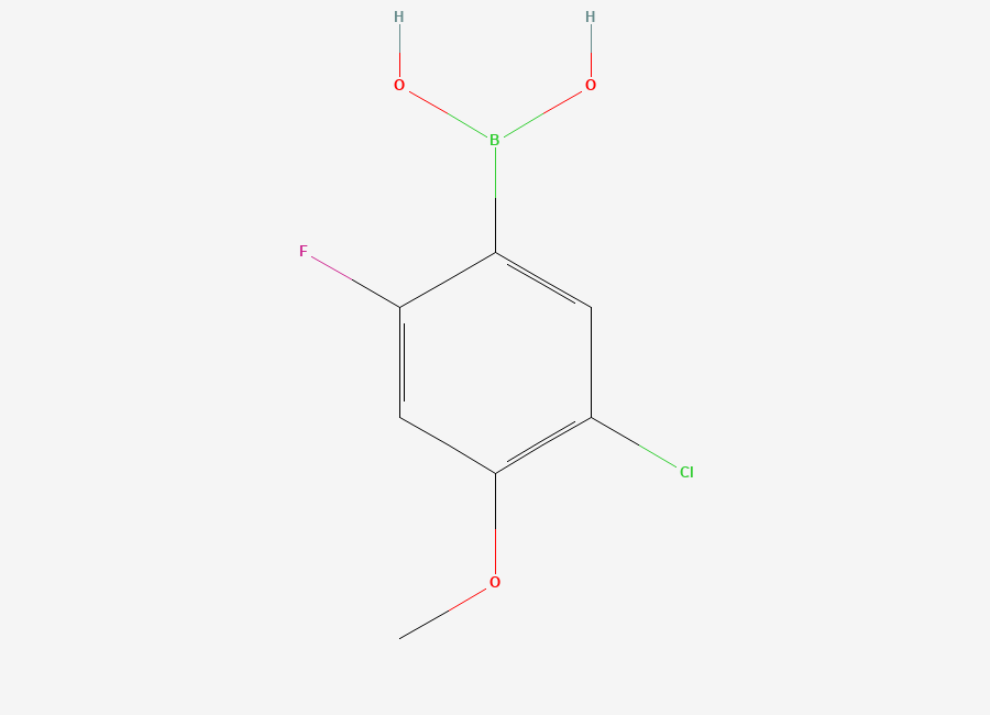 Two-dimensional chemical structure of (5-Chloro-2-fluoro-4-methoxyphenyl)boronic acid