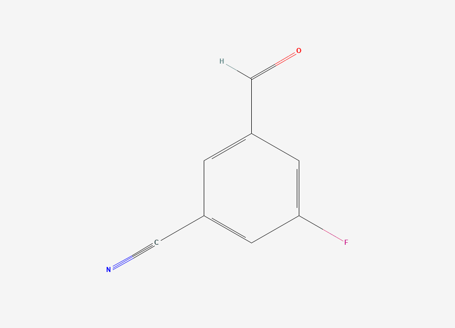 Two-dimensional chemical structure of 3-Fluoro-5-formylbenzonitrile