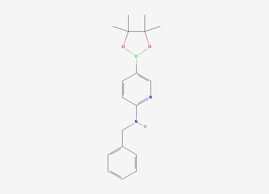 Two-dimensional chemical structure of N-benzyl-5-(tetramethyl-1,3,2-dioxaborolan-2-yl)pyridin-2-amine