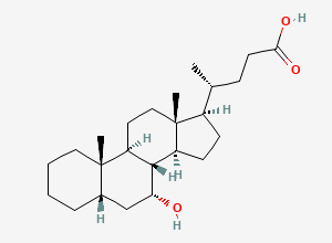 Two-dimensional chemical structure of 7alpha-Hydroxy-5beta-cholan-24-oic Acid