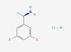 Two-dimensional chemical structure of (1R)-1-(3,5-difluorophenyl)ethan-1-amine hydrochloride
