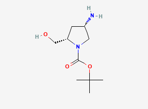 Two-dimensional chemical structure of (2S,4S)-tert-butyl 4-amino-2-(hydroxymethyl)pyrrolidine-1-carboxylate