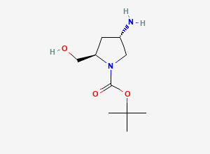Two-dimensional chemical structure of (2R,4S)-tert-butyl 4-amino-2-(hydroxymethyl)pyrrolidine-1-carboxylate