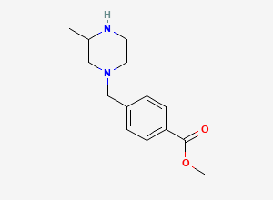 Two-dimensional chemical structure of Methyl 4-((3-methylpiperazin-1-yl)methyl)benzoate