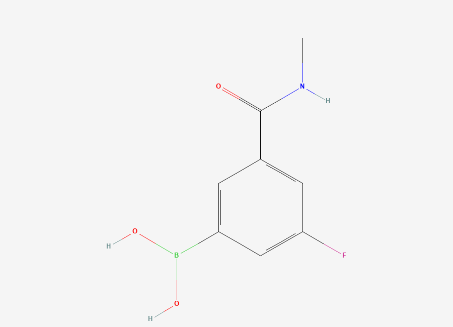 Two-dimensional chemical structure of 3-Fluoro-5-(methylcarbamoyl)phenylboronic acid