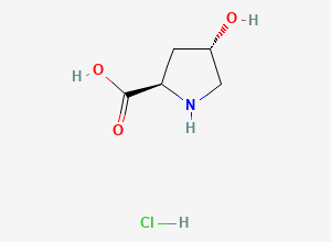 Two-dimensional chemical structure of (2R,4S)-4-hydroxypyrrolidine-2-carboxylic acid hydrochloride