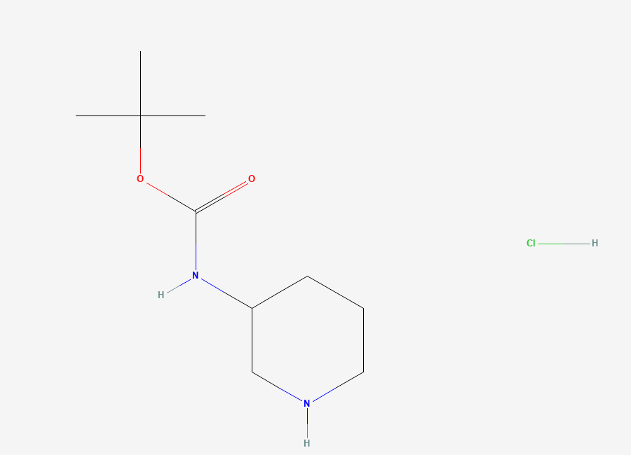 Two-dimensional chemical structure of Carbamic acid, N-3-piperidinyl-, 1,1-dimethylethyl ester, hydrochloride (1:1)