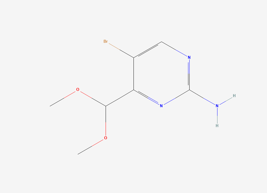 Two-dimensional chemical structure of 5-Bromo-4-(dimethoxymethyl)pyrimidin-2-amine