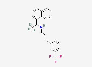 Two-dimensional chemical structure of N-(2,2,2-trideuterio-1-naphthalen-1-ylethyl)-3-[3-(trifluoromethyl)phenyl]propan-1-amine