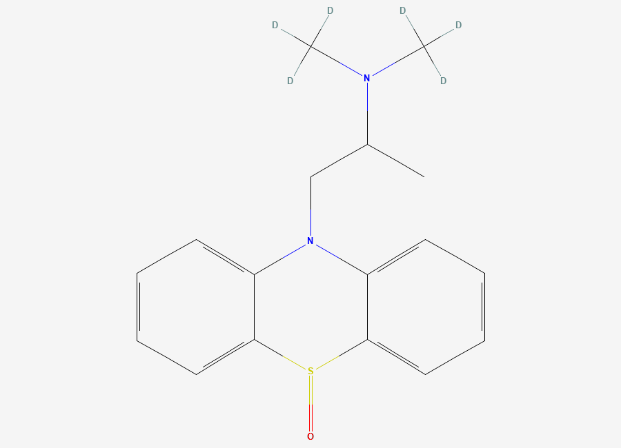 Two-dimensional chemical structure of Promethazine EP Impurity D-D6 / Promethazine Sulfoxide-D6, CAS 1189892-93-0