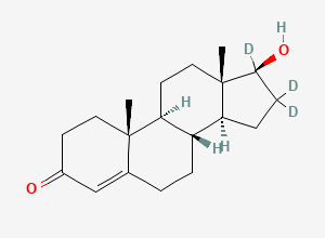 Two-dimensional chemical structure of (17beta)-17-Hydroxy(16,16,17-2H3)androst-4-en-3-one