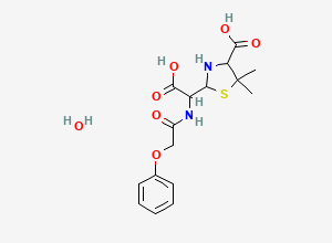Two-dimensional chemical structure of 2-{Carboxy[(phenoxyacetyl)amino]methyl}-5,5-dimethyl-1,3-thiazolidine-4-carboxylic acid hydrate