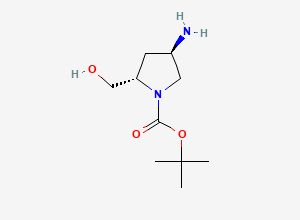 Two-dimensional chemical structure of tert-butyl (2S,4R)-4-amino-2-(hydroxymethyl)pyrrolidine-1-carboxylate