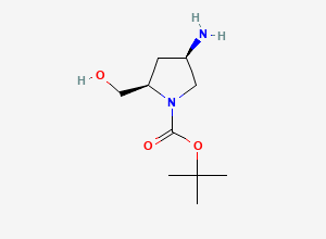 Two-dimensional chemical structure of tert-butyl (2R,4R)-4-amino-2-(hydroxymethyl)pyrrolidine-1-carboxylate