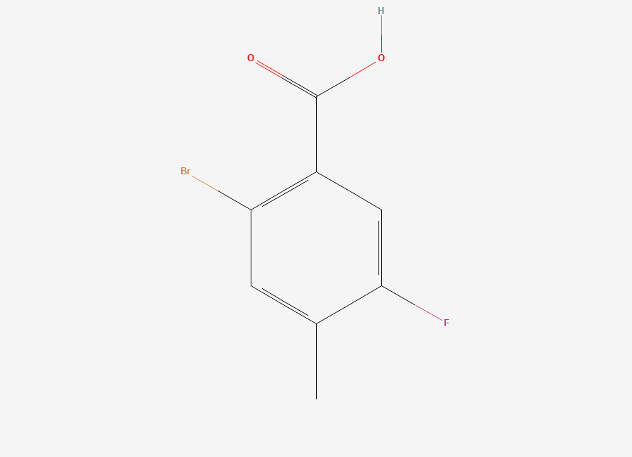 Two-dimensional chemical structure of 2-Bromo-5-fluoro-4-methylbenzoic acid