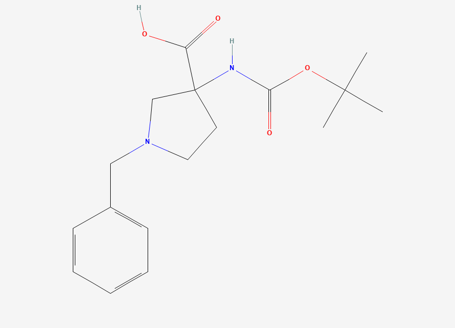 Two-dimensional chemical structure of 1-Benzyl-3-(tert-butoxycarbonylamino)pyrrolidine-3-carboxylic acid