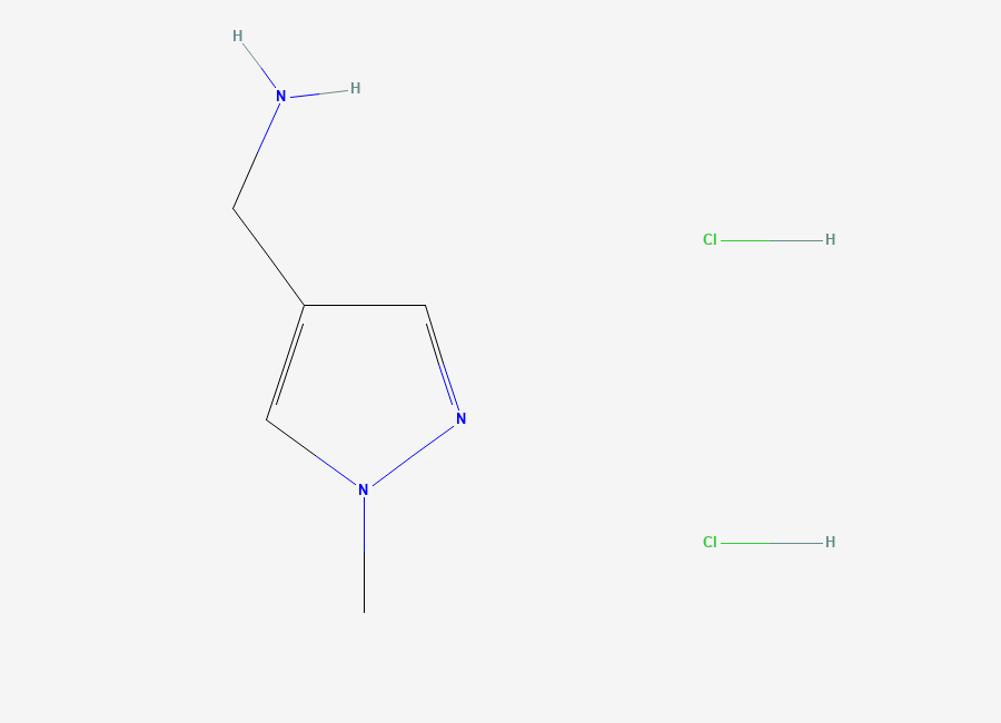 Two-dimensional chemical structure of (1-Methyl-1H-pyrazol-4-yl)methanamine dihydrochloride