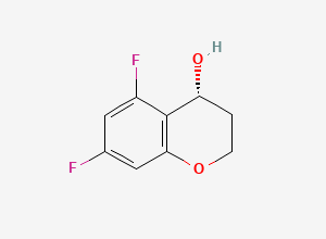 Two-dimensional chemical structure of (4R)-5,7-difluoro-3,4-dihydro-2H-1-benzopyran-4-ol