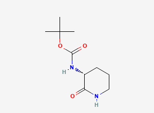 Two-dimensional chemical structure of (R)-tert-butyl 2-oxopiperidin-3-ylcarbamate