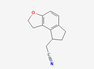 Two-dimensional chemical structure of 2-(1,6,7,8-Tetrahydro-2H-indeno[5,4-b]furan-8-yl)Acetonitrile, CAS 1217272-33-7