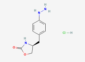 Two-dimensional chemical structure of (S)-4-(4-Hydrazinylbenzyl)oxazolidin-2-one hydrochloride