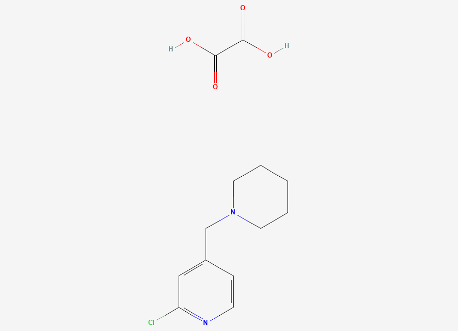 Two-dimensional chemical structure of 2-Chloro-4-(piperidin-1-ylmethyl)pyridine oxalate, CAS 406484-56-8