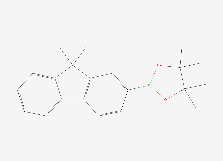 Two-dimensional chemical structure of 2-(9,9-Dimethyl-9H-fluoren-2-yl)-4,4,5,5-tetramethyl-1,3,2-dioxaborolane