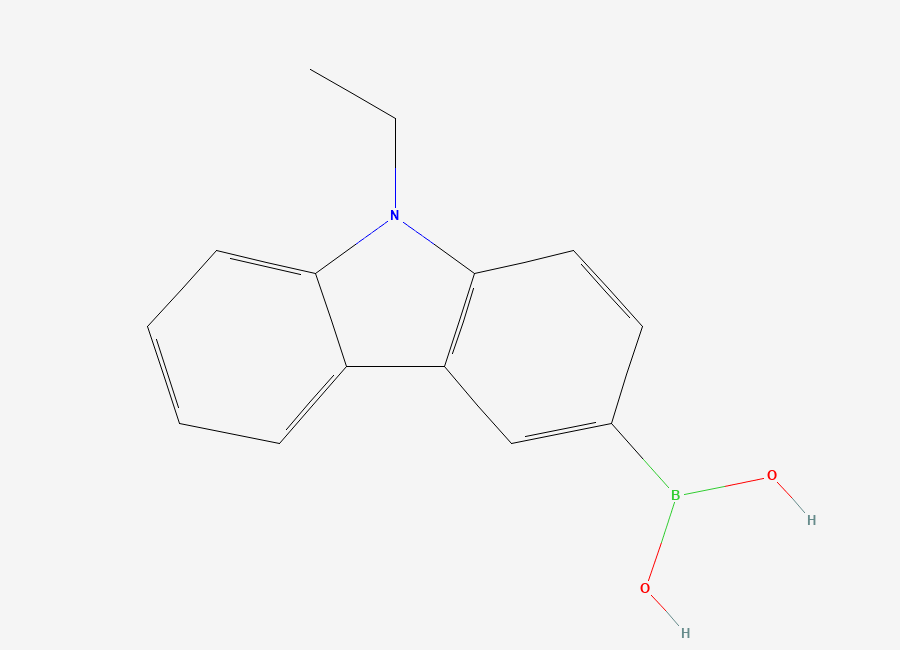 Two-dimensional chemical structure of 9-Ethylcarbazole-3-boronic Acid