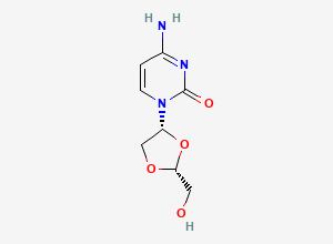 Two-dimensional chemical structure of 4-amino-1-[(2R,4R)-2-(hydroxymethyl)-1,3-dioxolan-4-yl]pyrimidin-2-one