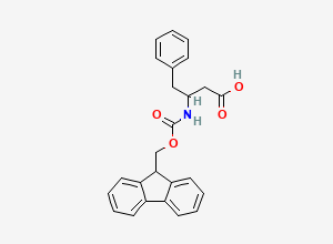 Two-dimensional chemical structure of 3-((((9H-Fluoren-9-yl)methoxy)carbonyl)amino)-4-phenylbutanoic acid