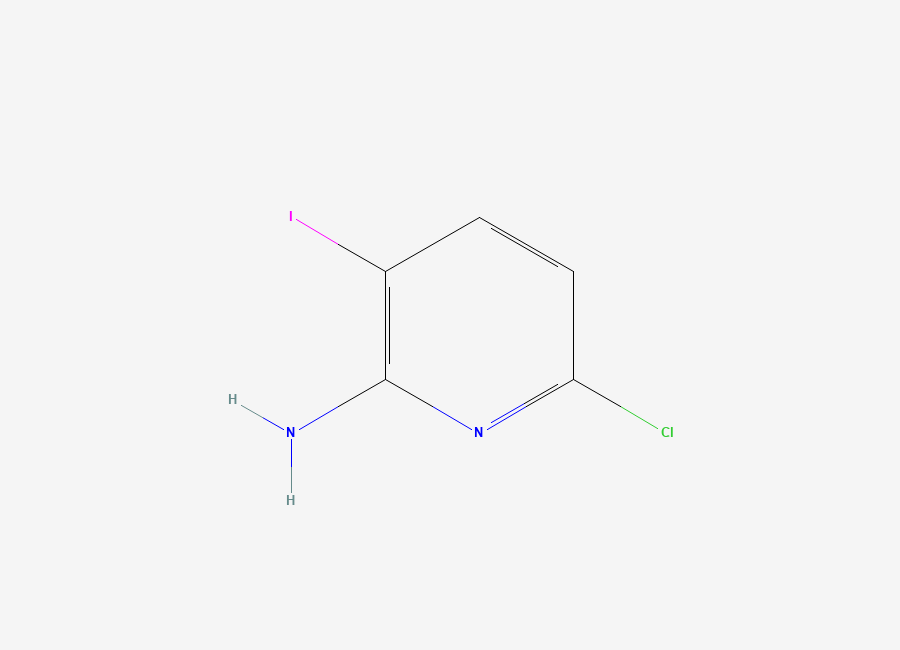 Two-dimensional chemical structure of 2-Amino-6-chloro-3-iodopyridine