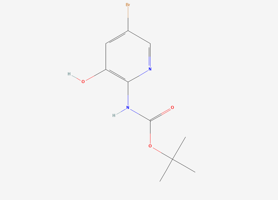 Two-dimensional chemical structure of tert-Butyl (5-bromo-3-hydroxypyridin-2-yl)carbamate