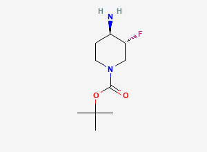 Two-dimensional chemical structure of rac-tert-butyl (3R,4R)-4-amino-3-fluoropiperidine-1-carboxylate