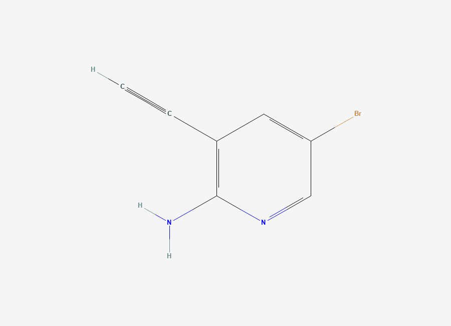 Two-dimensional chemical structure of 5-Bromo-3-ethynylpyridin-2-ylamine