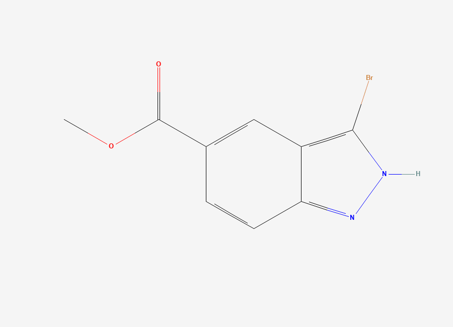 Two-dimensional chemical structure of Methyl 3-bromo-1H-indazole-5-carboxylate