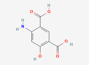 Two-dimensional chemical structure of 4-amino-6-hydroxybenzene-1,3-dicarboxylic acid, CAS 15540-79-1