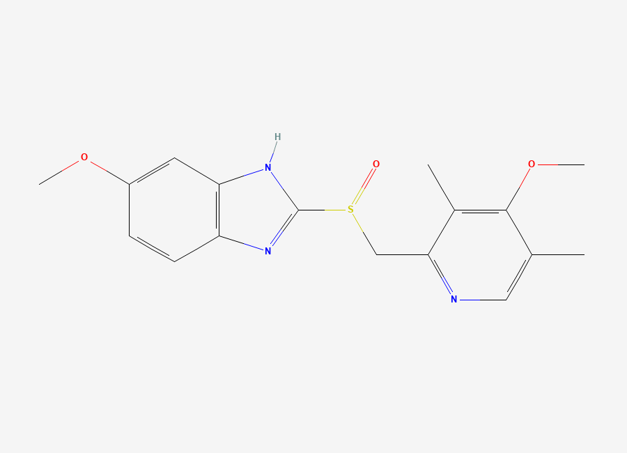 Two-dimensional chemical structure of Omeprazole, CAS 73590-58-6