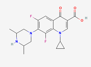 Two-dimensional chemical structure of 1-Cyclopropyl-7-(3,5-dimethylpiperazin-1-yl)-6,8-difluoro-4-oxo-1,4-dihydroquinoline-3-carboxylic Acid, CAS 103460-90-8