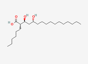 Two-dimensional chemical structure of (2S,3S,5R)-2-hexyl-3,5-dihydroxyhexadecanoic acid
